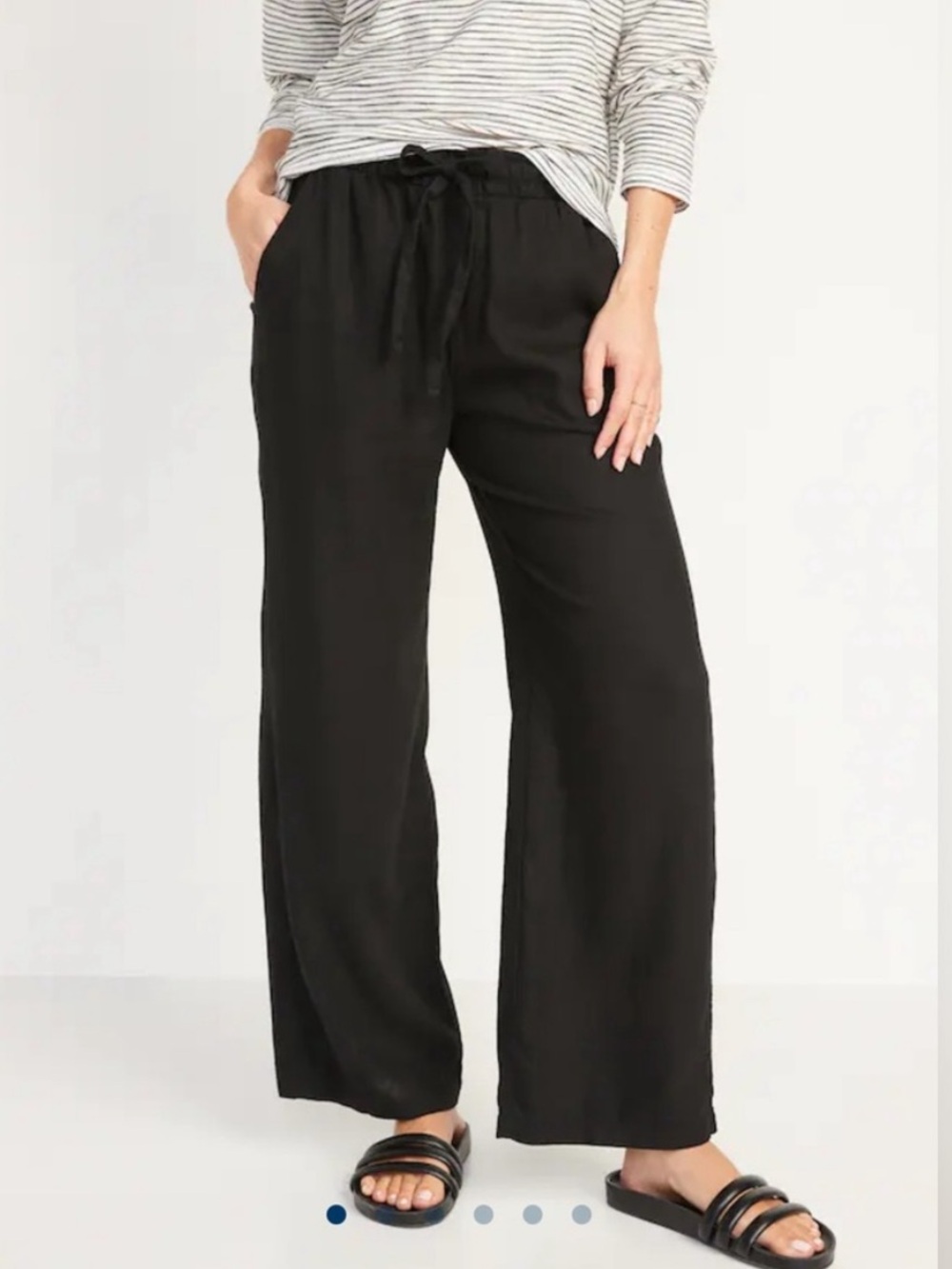 Old Navy High Rise Wide Leg Black Linen Blend Pull On Pants Sz Women’s XL